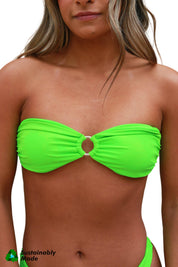 Rooted Swim Bandeau Top Lilypad - a bandeau style top in a bright green color