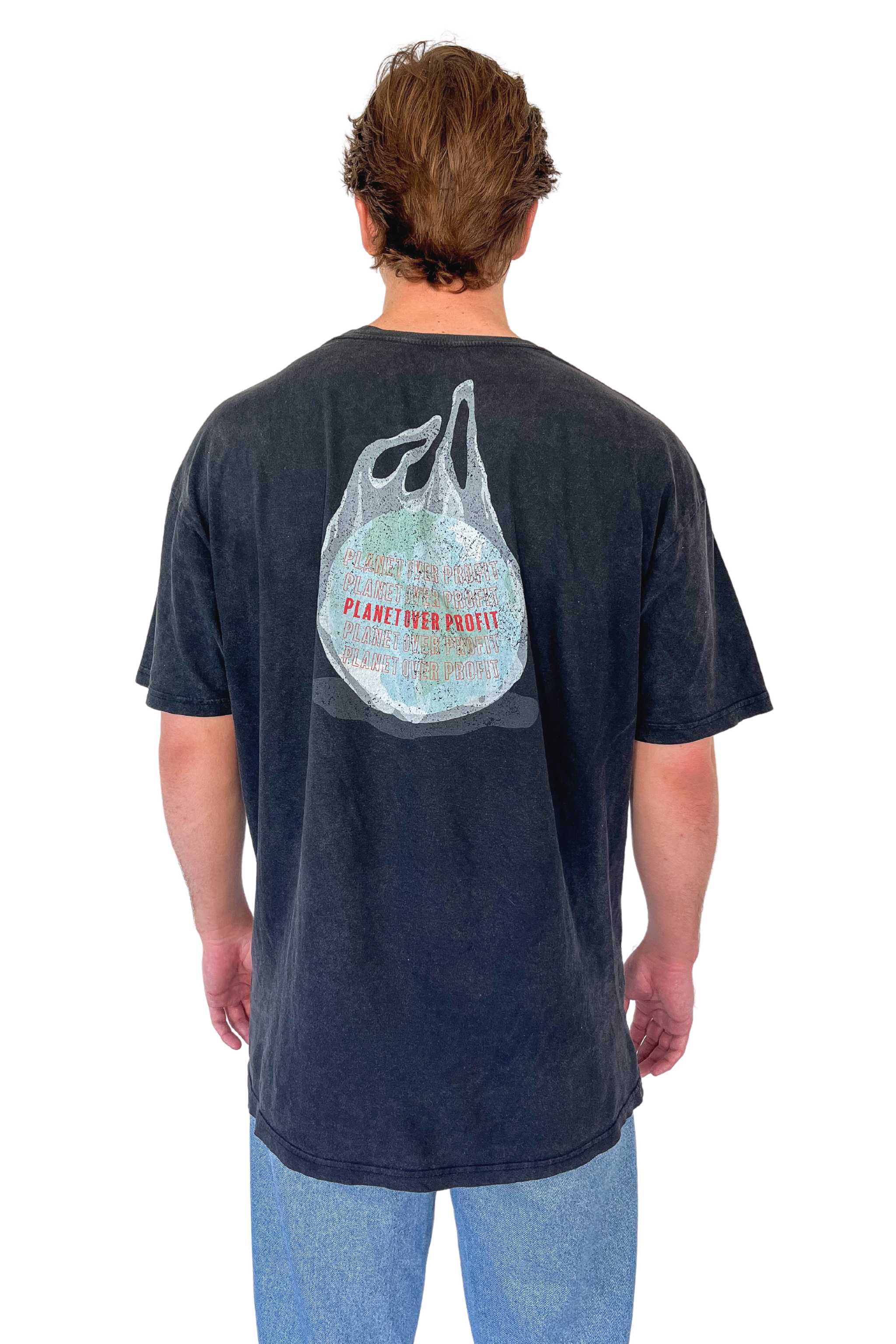 Planet Over Profit Oversized Tee - Charcoal
