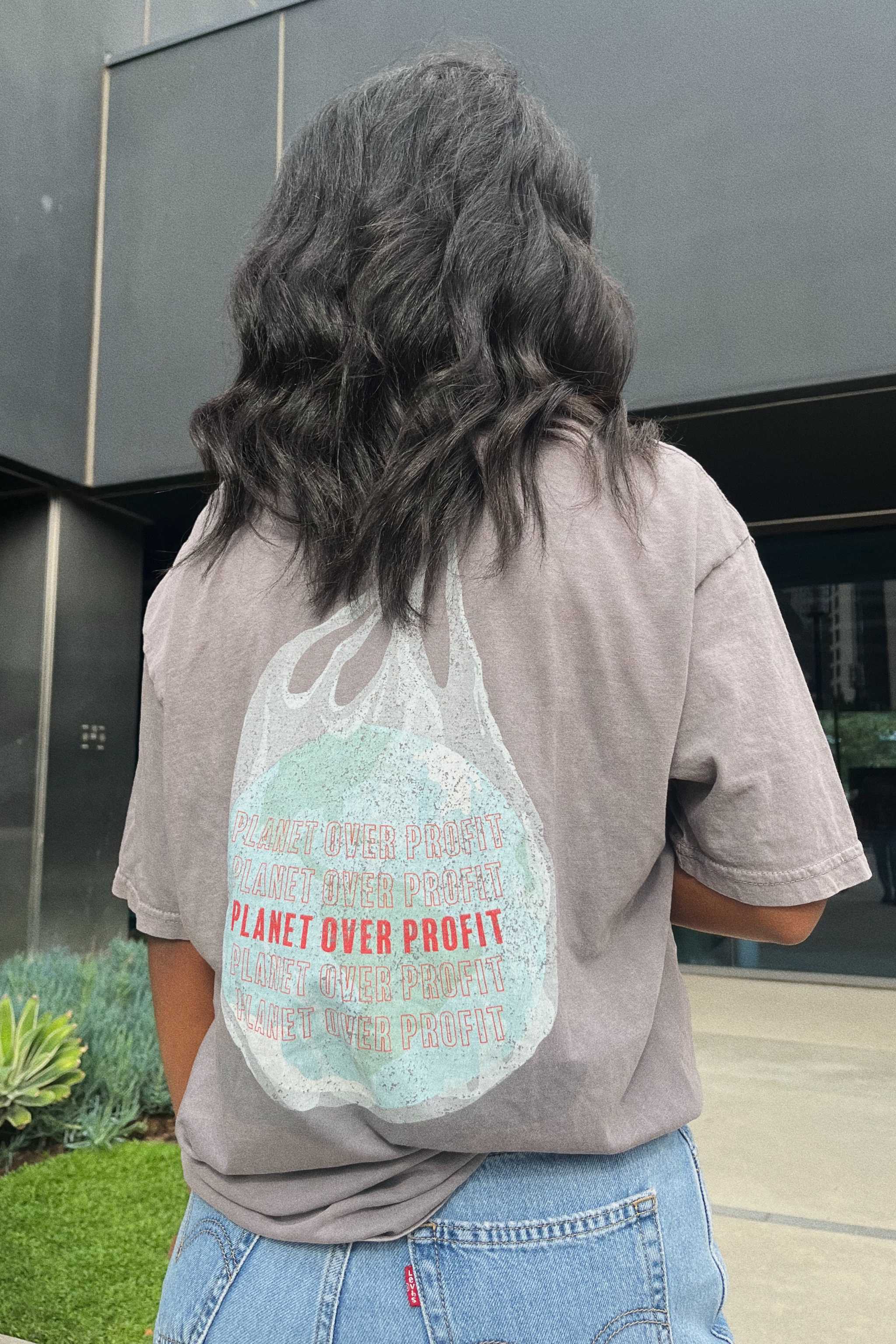 Planet Over Profit Oversized Tee - Stone