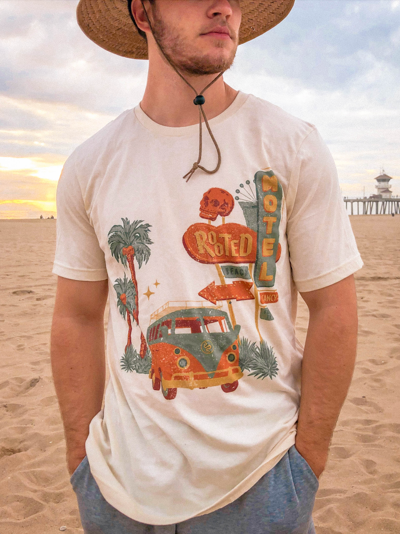 Rooted Swim vintage, retro motel teeshirt
