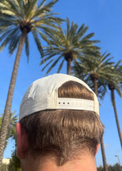 light weight cream colored snapback hat for golfing or for surfing
