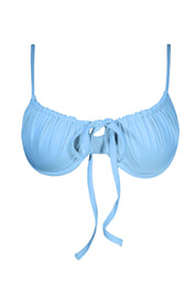 Demi Bikini Top in light blue. A supportive and adjustable bikini top.