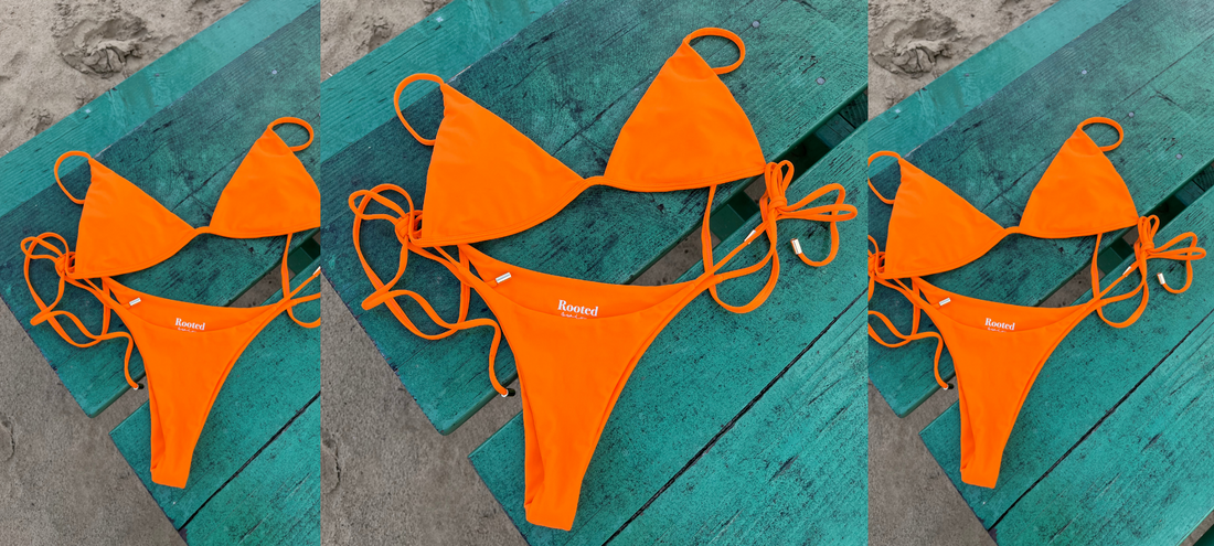  Bright orange bikini for tanning