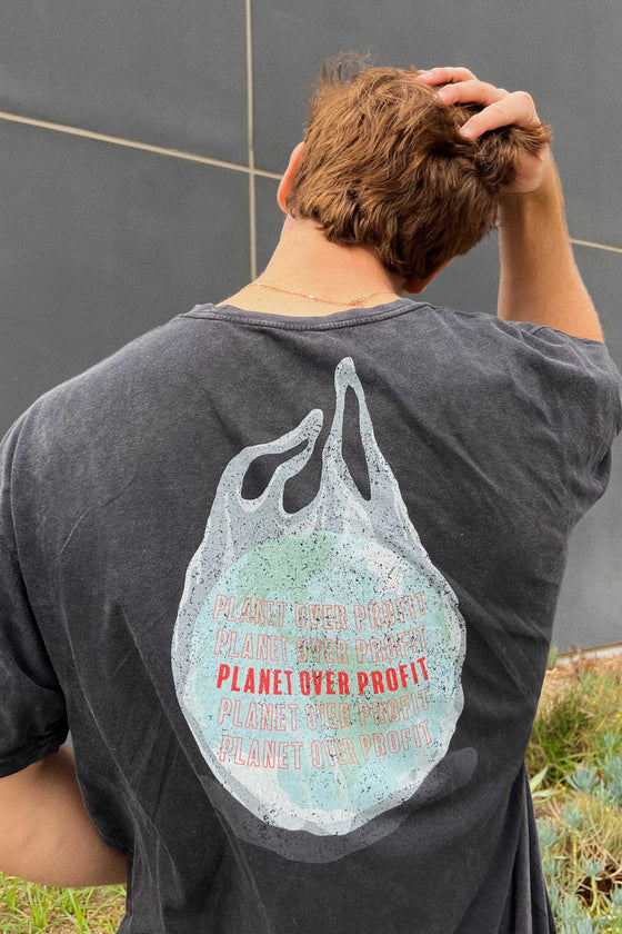Planet Over Profit Oversized Tee - Charcoal