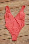 Coral high leg supportive one piece bathing suit